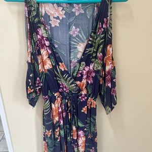 Floral Wrap romper with Short Sleeves.
